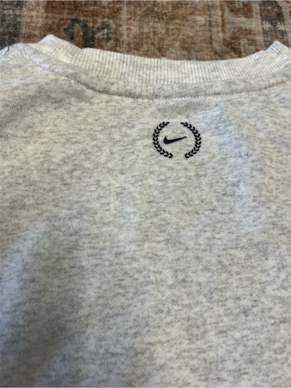 Nike Kids Light Gray Sweatshirt with Navy 'Swoosh' Script